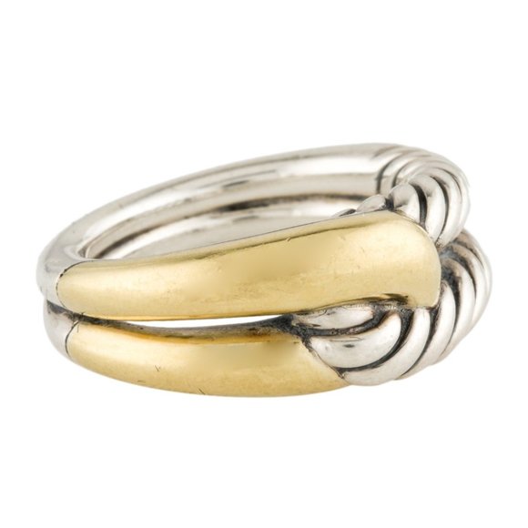 DAVID YURMAN 18K YELLOW GOLD & STERLING SILVER 925 CABLE LINK BAND RING - Picture 4 of 7
